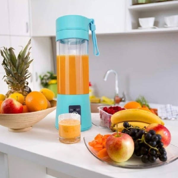 6-Blade USB Juicer Cup Blender with Power Bank - Rechargeable Fruit Mixer for Smoothies & Shakes (Multi-Color)