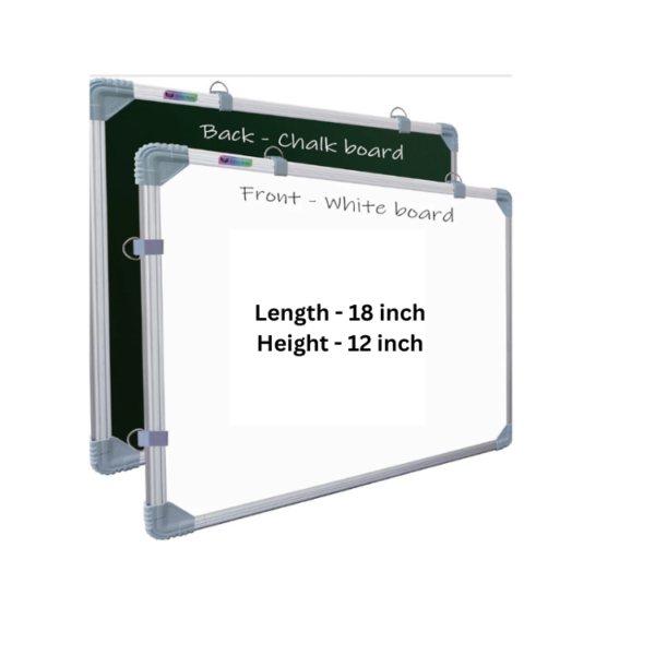 Double Sided Whiteboard Chalkboard (18x12 Inch) - Reversible Non-Magnetic Writing Board with Aluminum Frame,