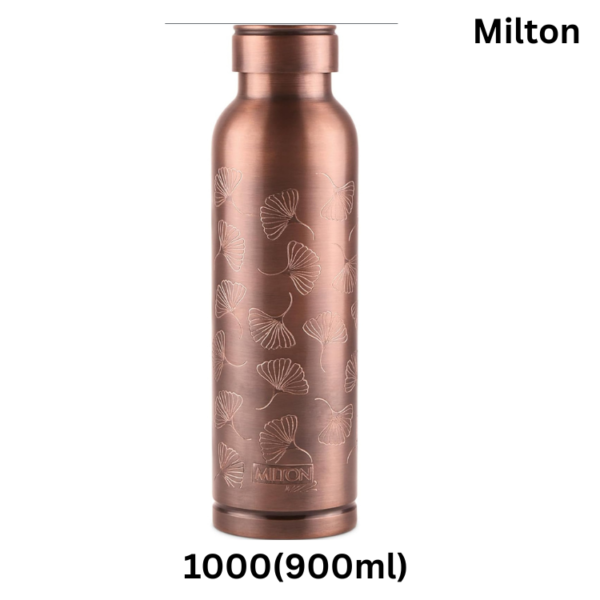 MILTON Copper Swasth Water Bottle, 940 ml, Copper Petals