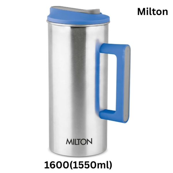 Milton Citrine Stainless Steel 1600 Water Jug with One Touch Flap Snap Fit Lid,