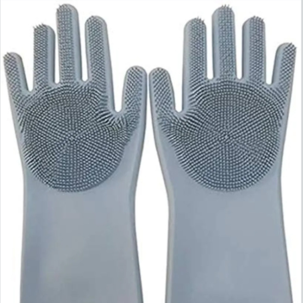 Multipurpose Silicone Dishwashing Gloves with Built-In Scrubbers