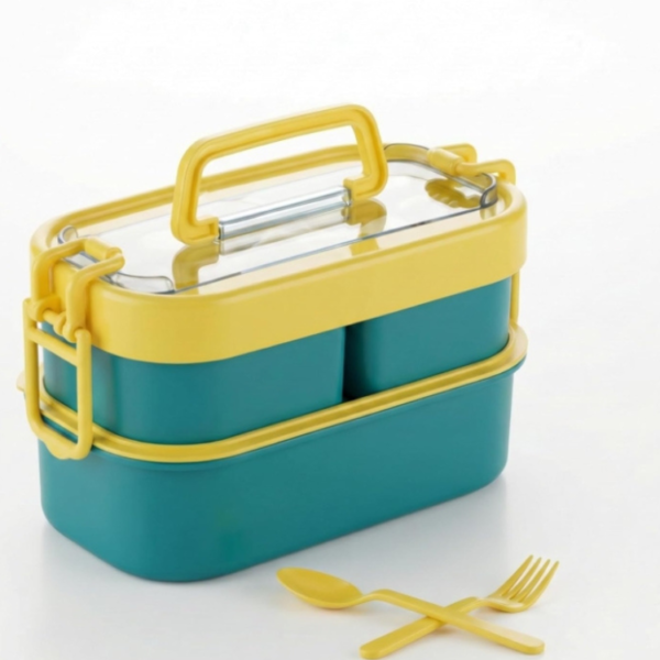 Yummy Teal and Yellow Double-Layer lunch Box