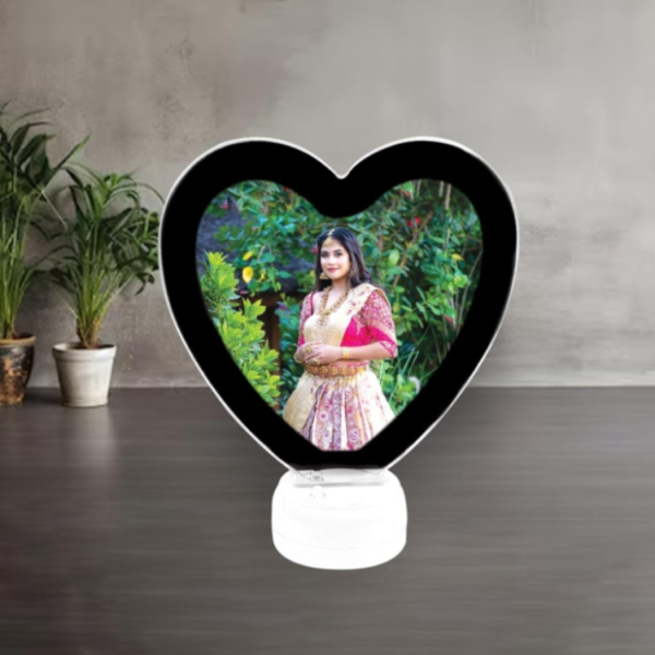 Heart-Shaped Magic Mirror LED Photo Frame (22.5x19.5 cm) - Customizable 2-in-1 Light-Up Display with Battery/USB, Rotatable Stand & Photo Baffle