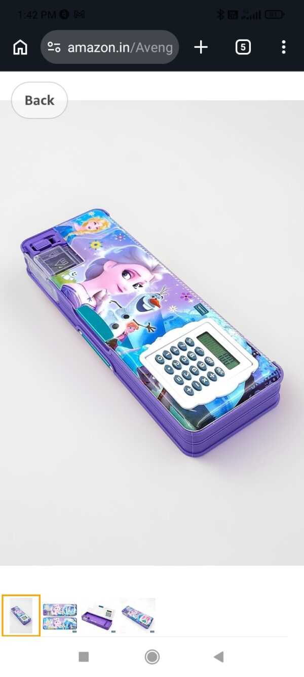 Multipurpose Magnetic Pencil Box with Built-in Calculator purple