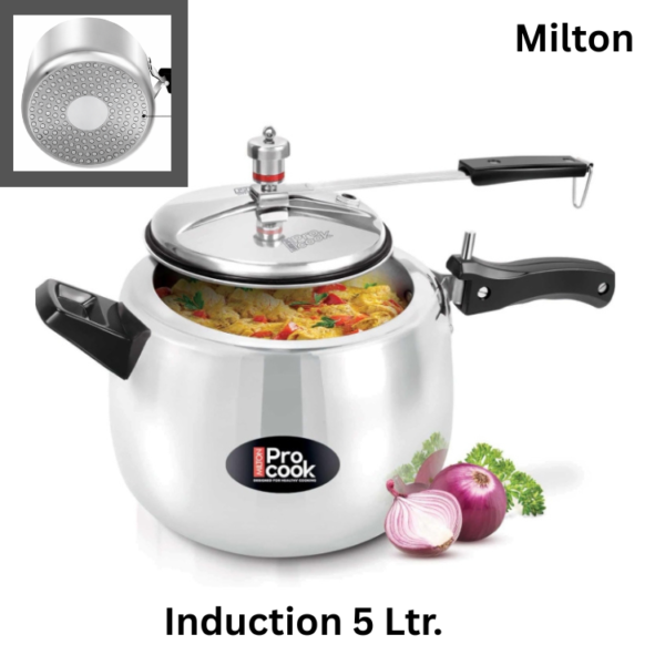 Milton Procook Alluminium inner Lid Induction bottom curve pressure cooker 5 Ltr.