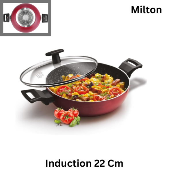Milton Procook Induction Kadhai With Glass Lid 22Cm