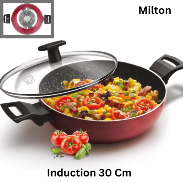 Milton Procook Induction Kadhai With Glass Lid 30Cm