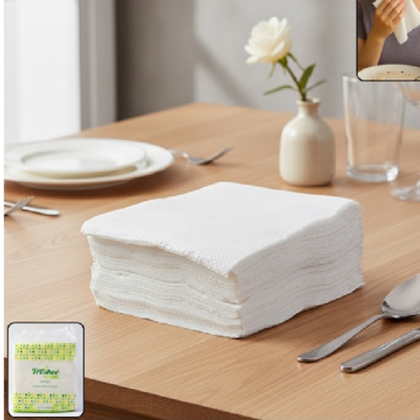 Freshee Premium 50 pcs (23x25cm) Ultra-Soft Disposable Paper Napkins — High Absorbency White Tissues DD10121
