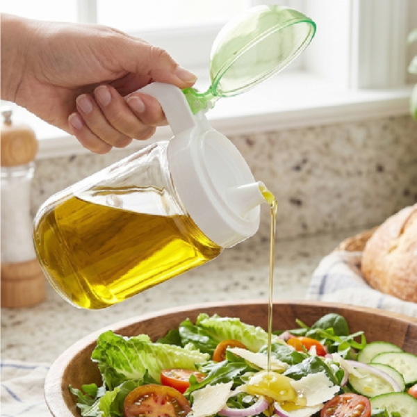 Glass Olive Oil Dispenser Bottle with Auto Flip Lid 10908