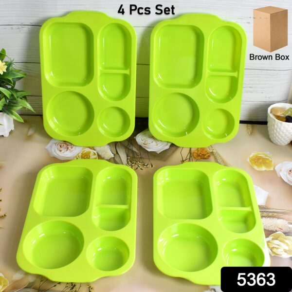 5-Compartment Food Plates ? Unbreakable & Multicolor Set | Jiaqi