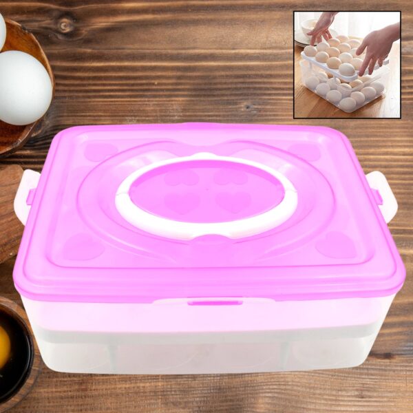 32-Grid Egg Tray with Lid & Handle ? 2-Layer Egg Storage | Organivo