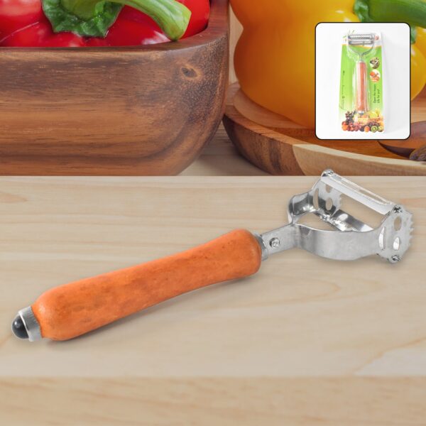Vegetable Peeler with Wooden Handle ? Sharp Steel Blade