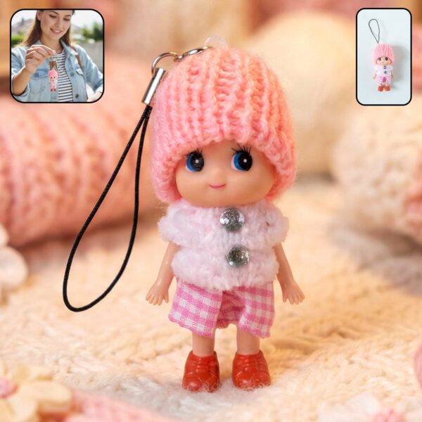 Mini Doll Keychain ? Adorable Soft Knitted Cap & Vibrant Design