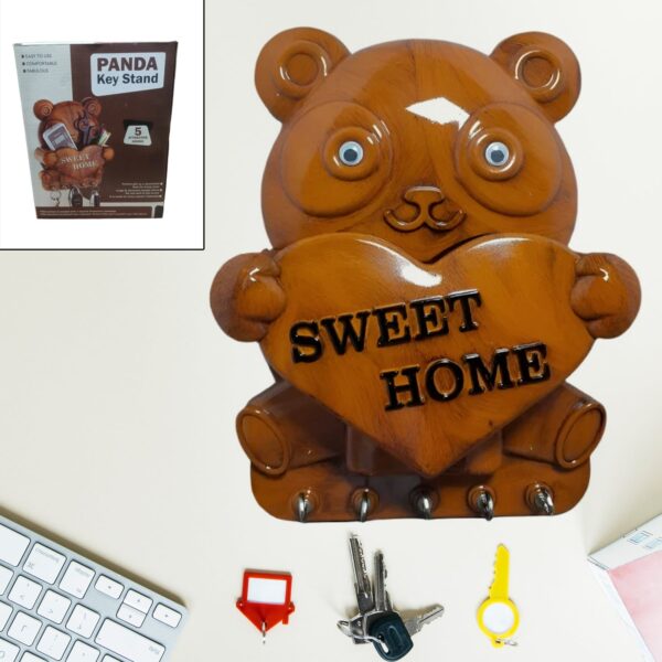 Panda Key Holder ? 5-Hook Wall Mount Organiser | GlimmerHome