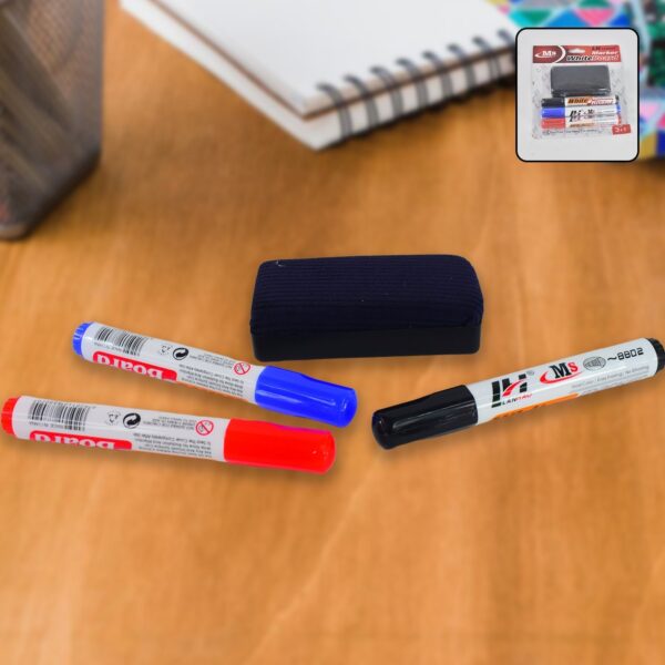 Whiteboard Marker Set ? Smooth, Vivid Ink with Duster Pack of 4