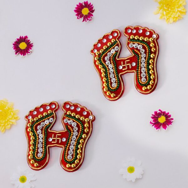 Laxmi Charan Paduka Stickers  Festive Spiritual Home Décor (Pack of 2)