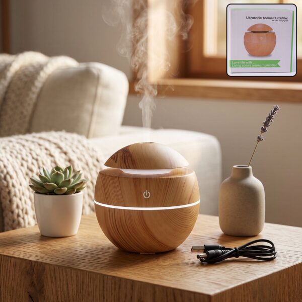 Ultrasonic Aroma Diffuser ? Compact 200ml with Color LED Light