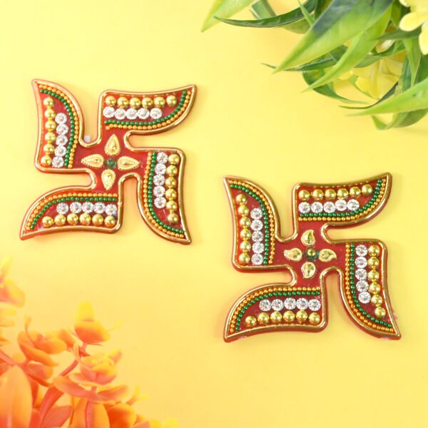 Swastik Decorative Sticker  Traditional Acrylic Pooja Décor Set