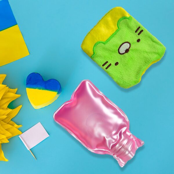 Hot Water Bag for Pain Relief ? Green Kitty with Soft Cover | Velvet Wellness