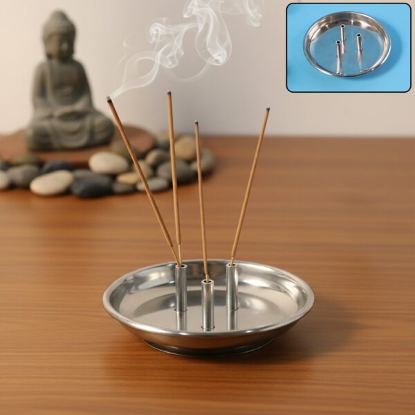 Stainless Steel Agarbatti Stand ? Triple Stick Incense Holder