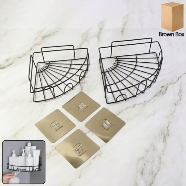 Shower Caddy Corner – 2 Pc Iron Bathroom Organizer | Mist & Relax