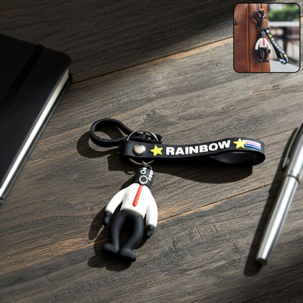 Cartoon Man Keychain ? Lightweight with Rainbow Strap