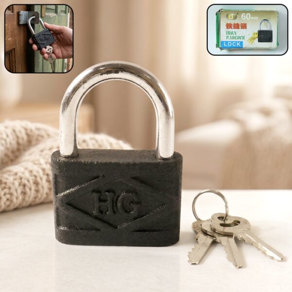 Heavy Duty Padlock ? 60mm Iron Lock with 3 Keys | AutoSafeo