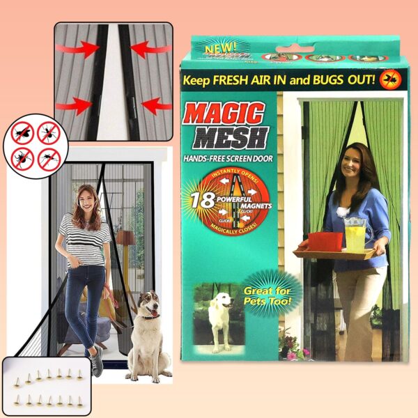 Magic Mesh Screen Door ? Hands-Free Bug & Insect Protection