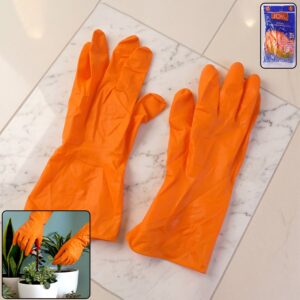 large-orange-waterproof-rubber-gloves-reusable-kitchen-protectors