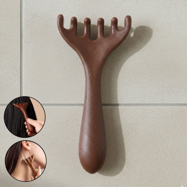 Wooden Head & Neck Scalp Massager ? Handheld Stress Relief Tool