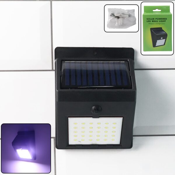 Solar Powered LED Wall Light ? Motion Sensor Outdoor Security Lamp