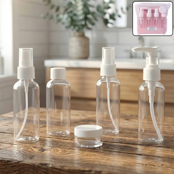Travel Cosmetic Bottle Set ? 5-in-1 Refillable Toiletry Containers
