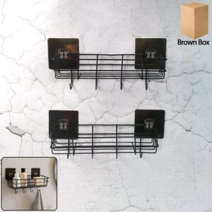 self-adhesive-wall-storage-baskets-with-hooks-durable-metal-no-drill