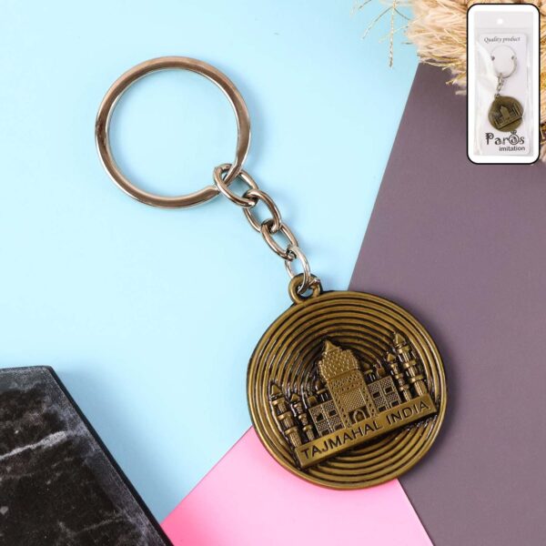 Taj Mahal Souvenir Keychain ? Antique Brass Finish Durable Metal