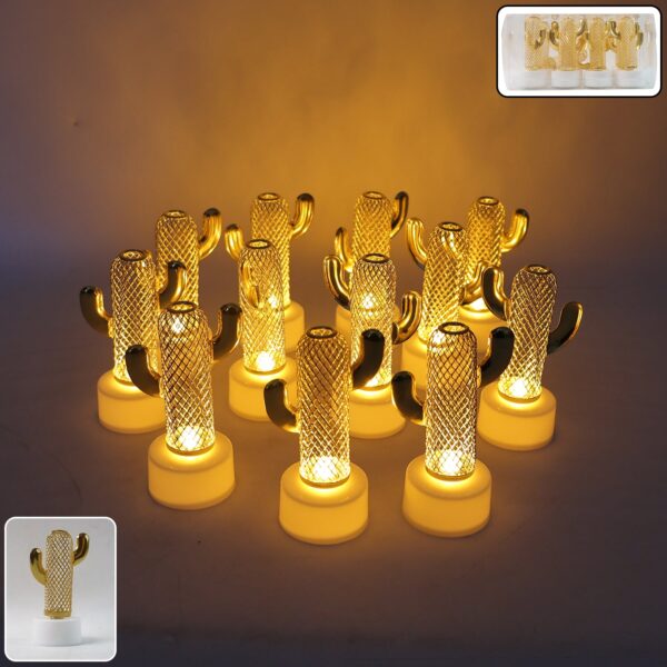 Cactus Shaped Flameless LED Candles ? Set of 12 Safe D?cor Lights