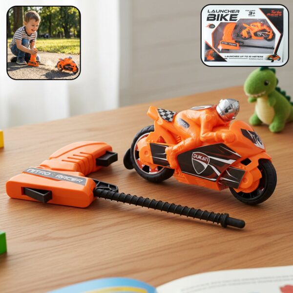 Launcher Racing Bike Toy for Kids ? Manual Pull High-Speed Fun
