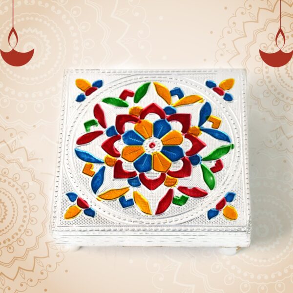 Meenakari Wooden Chowki ? Handmade Puja Bajot Set for Home | VoltDesk