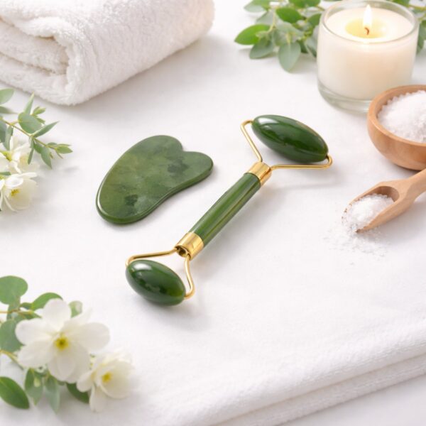 Jade Face Roller & Gua Sha Set ? Skin Care & Relaxation Tool