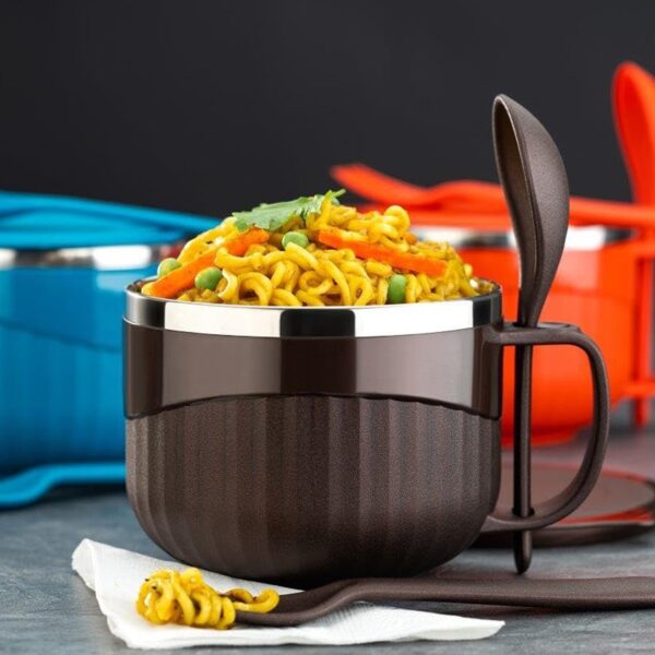 Insulated Lunch Bowl 650ml ? Leak-Proof with Cutlery Set