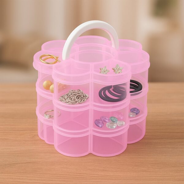 Flower-Shaped 3-Layer Storage Box ? 9 Compartments Organizer