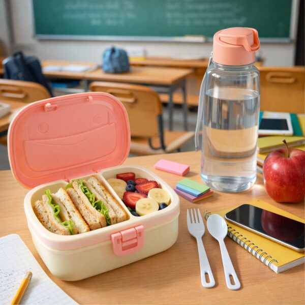 Plastic Lunch Box Set ? Secure Lock Lid & Dual Compartments