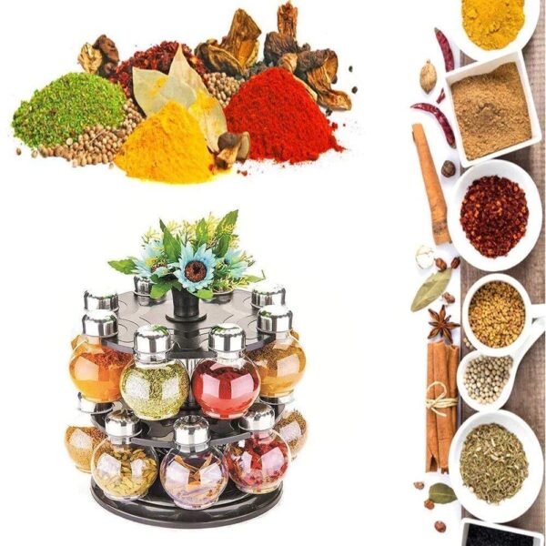 Revolving Spice Rack ? 16-Jar Plastic Set | Tidy Table